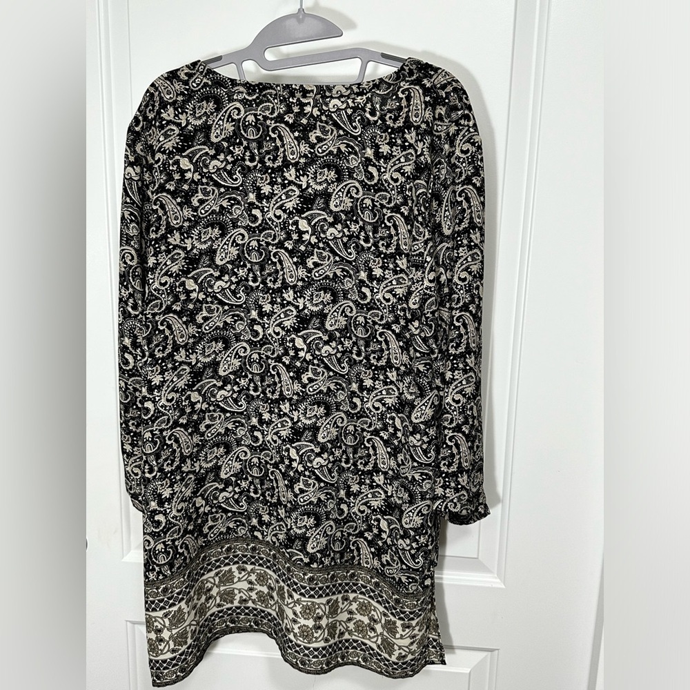 Lila Rose Polyester Paisley Black and White Dress Size XL - Picture 2 of 4